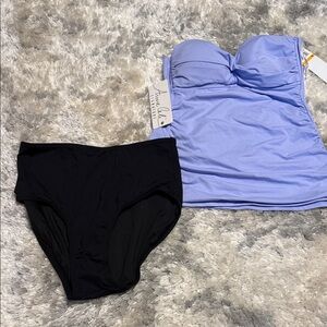 Anne Cole Light Purple and Black Swim Set